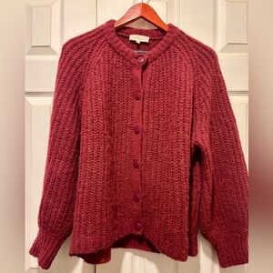 Sézane Emile Burgundy Cardigan Sweater - large